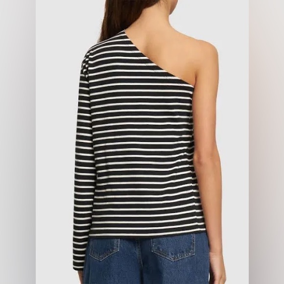 The Frankie Shop- one shoulder shit XS/S blk white stripes - Picture 2 of 7
